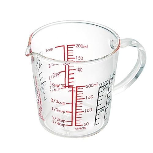 HARIO Wide Measuring Cup, Heat-Resistant Glass, with Handle, Multi-Purpose, 200ml, Made In Japan, CMJW-200