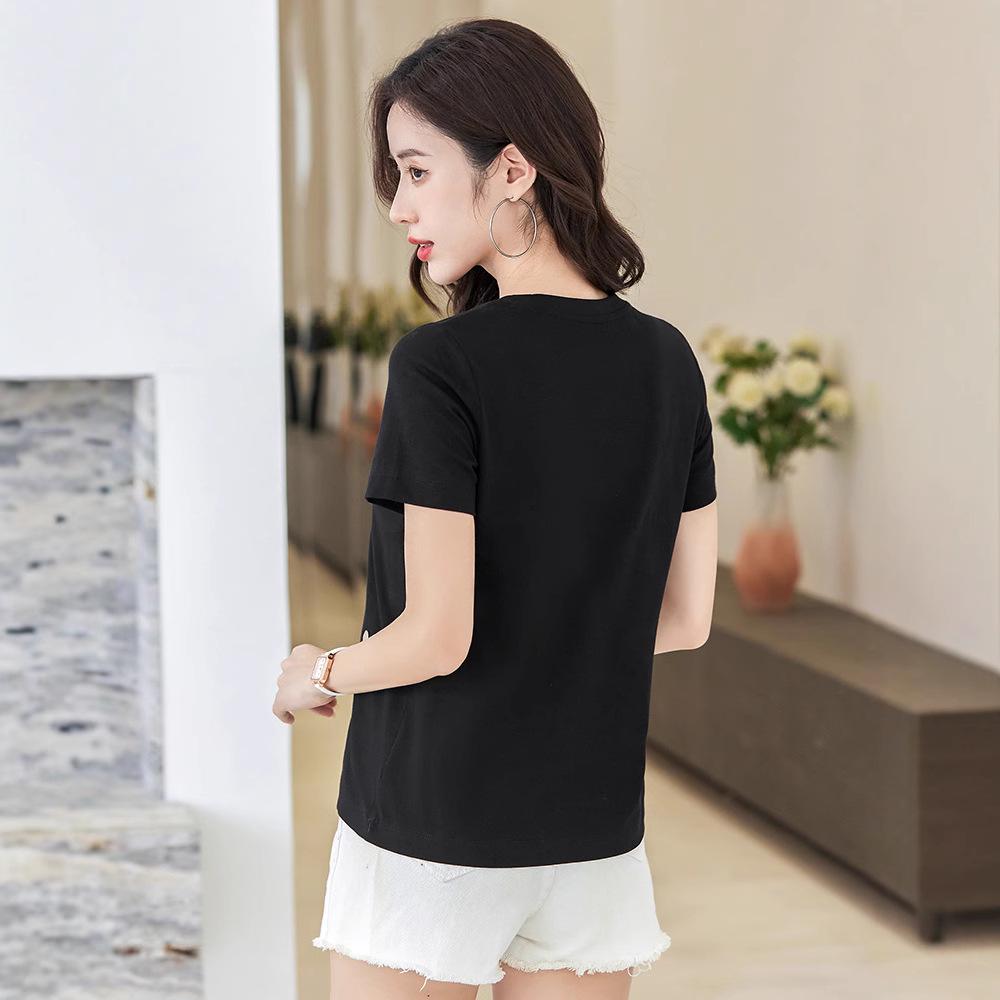 Women's Short Sleeve Embroidered T-shirt - Spring/Summer 2025 Korean Style Slim Fit