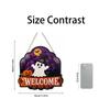 Wooden Halloween Welcome Sign with and Pumpkin Design, 2D Flat Wall Decor for Front Door