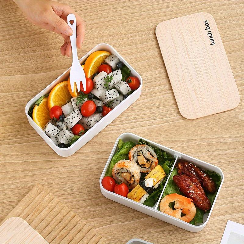 1 Stück Nordischer Stil Holz Doppel-Schicht Kunststoff Lunchbox Lunchbox Student Büroangestellter Tragbare Bento Box Besteckset