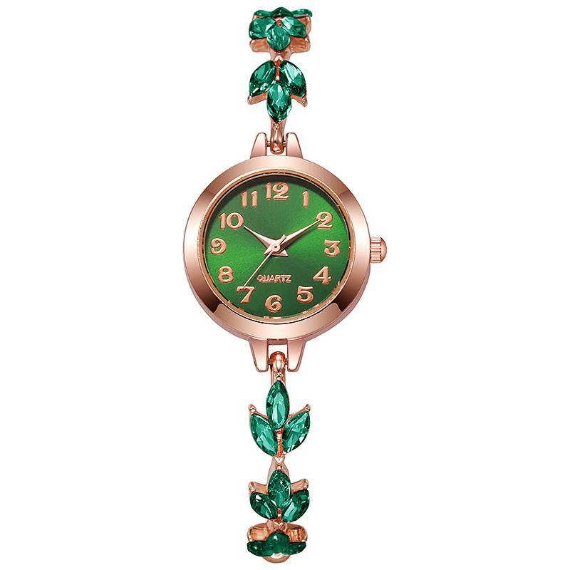 Women Bracelet Watch with Floral Chain Design Round Dial Analog Display Quartz Movement Adjustable Length for Daily Wear