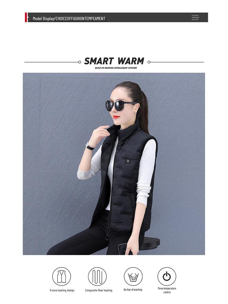 Plus Size Women's Smart Electric Heated Vest with USB Charging - Winter