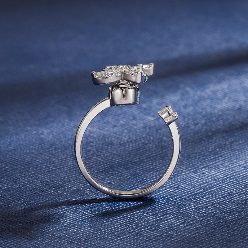 Exquisite Summer Gold-Plated Rotating Wind Chime Ring for Women