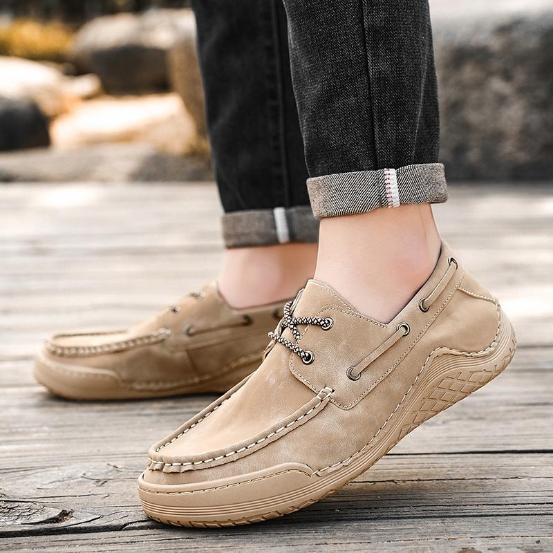 Scarpe Uomo in Pelle Fatte a Mano con Lacci Casual in Vera Pelle Scarpe Uomo Comfort Scarpe da Passeggio Manuali Fondo Morbido Scarpe Uomo mocassini