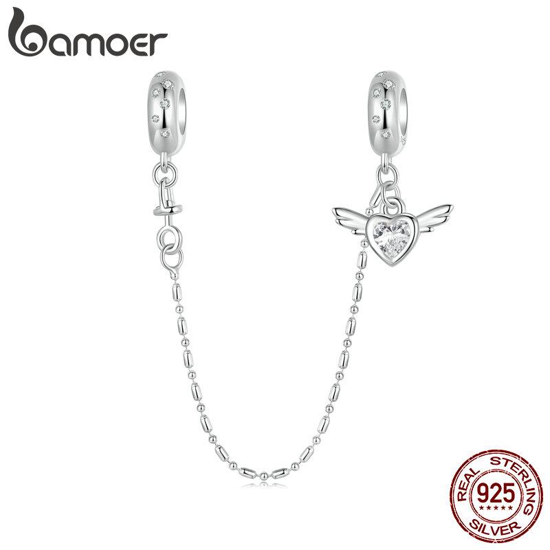 BAMOER 925 Sterling Silver Sun and Moon Heart Charms Beads with Nano Opal Fit European Bracelets & Necklace Jewelry Accessories