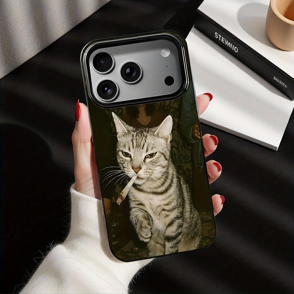 Cool Smoking Cat Pattern Phone Case for iPhone 17 16 15 14 Plus 13 12 11 Pro Max Funny Soft Shockproof Protective Cover