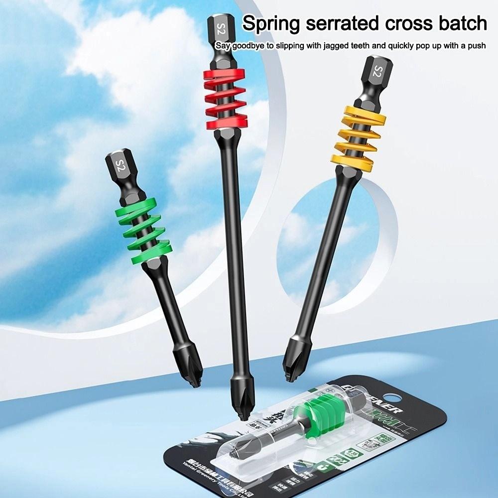 1/2/3Pcs Durable Non-slip Magnetic Bit with Spring Hexagonal Electric Screwdriver Cross Batch Head Electrician Tools