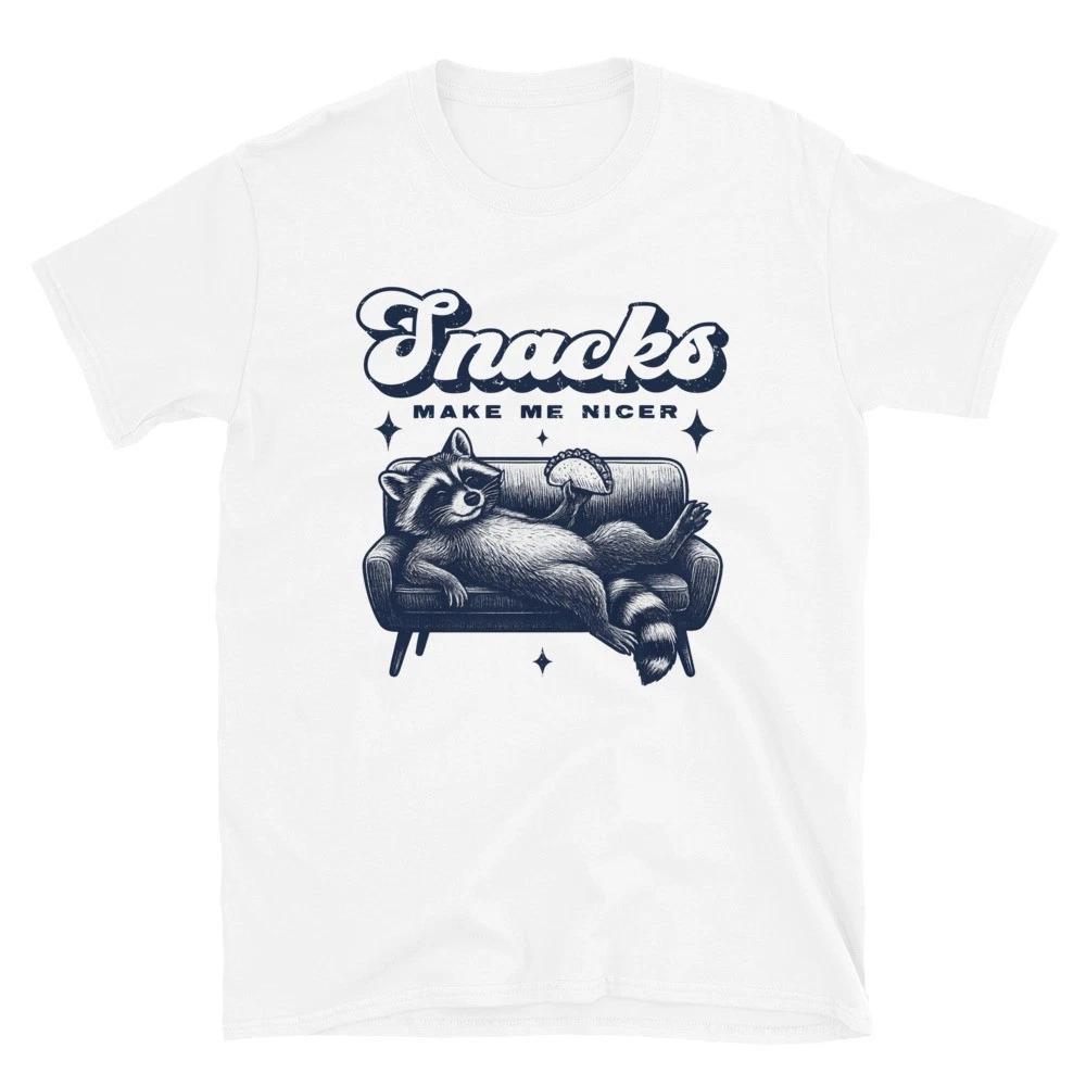 Snacks Make Me Nicer  Shirt - Funny Raccoon Animal Tacos Lovers Unisex T- Shirt 2XL