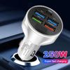 4USB PD 250W Car Charger Type C Fast Charging Car Phone Charger Adapter QC 3.0 LED Display for iPhone 15 14 13 Xiaomi Samsung