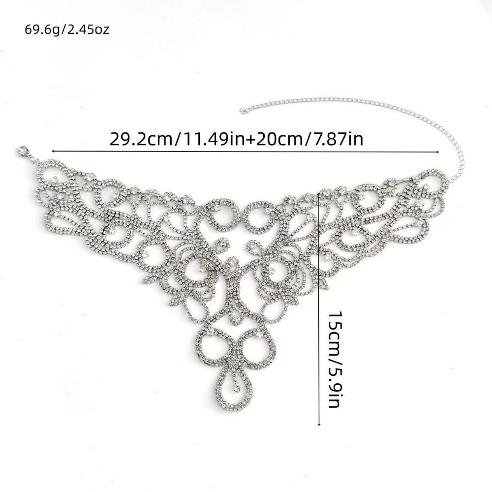 Gold Silver Rhinestone Necklace Luxurious Choker Necklace Fashionable Wedding Necklace  for Women