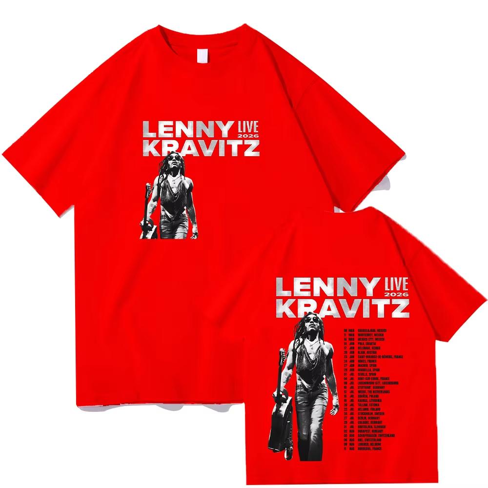 

Lenny Kravitz Live2026 Graphic T Shirt Men High Quality Cotton T Shirt Fashion men Short Sleeve Top Punk Music Style Streetwear L
