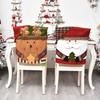 6 Pcs Christmas Chair Back Cover for Dining Room, Santa Claus Snowman Reindeer Xmas Dinner Chairs Cover, Chair Slipcover for Kitchen Hotel Holiday