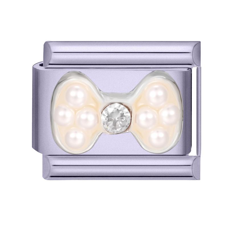 Y2K Purple Series Bow Candy Heart Flower Shiny Italian Charm Links Fit 9MM Stainless Steel Bracelet Girls' DIY Making Jewelry