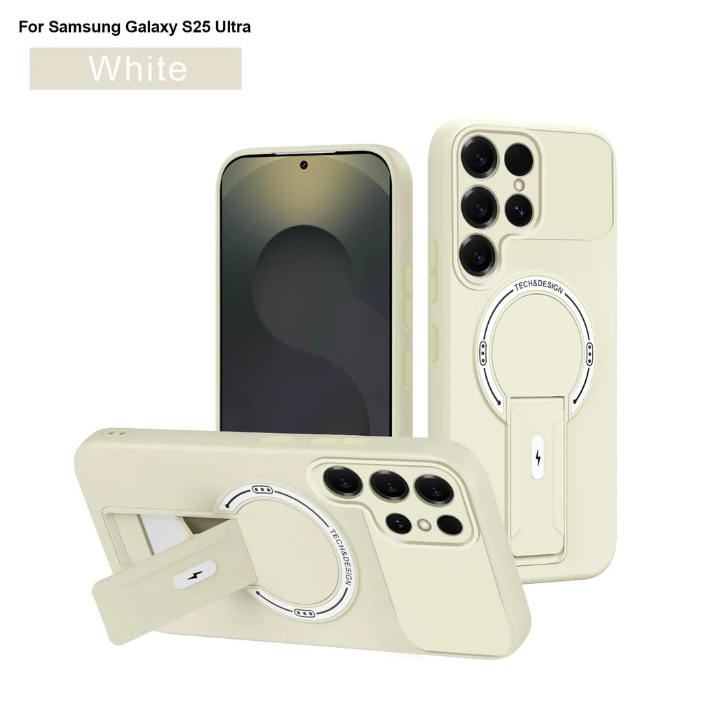 Matte Fold Ring Holder Phone Case For Samsung S26 Ultra S24 Plus S23 S22 S25 Ultra For Magseafe Magnetic Protection Cover