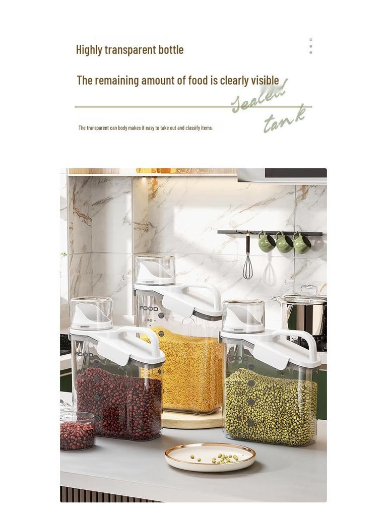 Household Airtight Mixed Grain Storage Container, Plastic Kitchen Canister for Food, Dried Fruits, or Rice