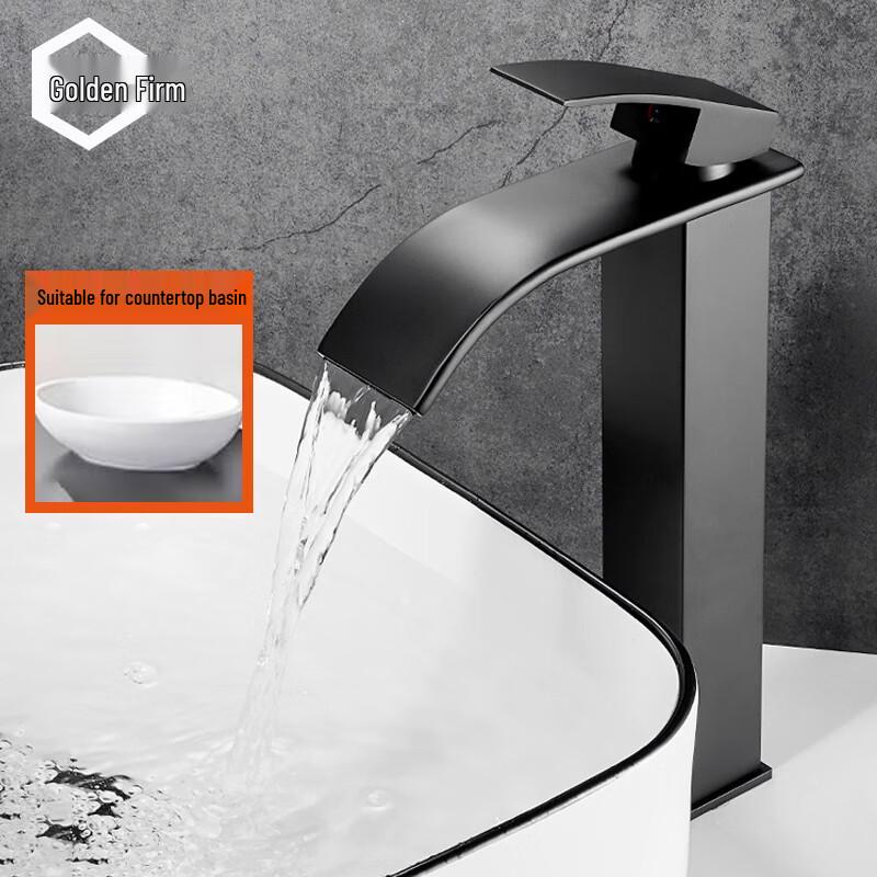 

Смеситель для раковины Jingula, матовый черный, с водопадным изливом Waterfall Basin Faucet