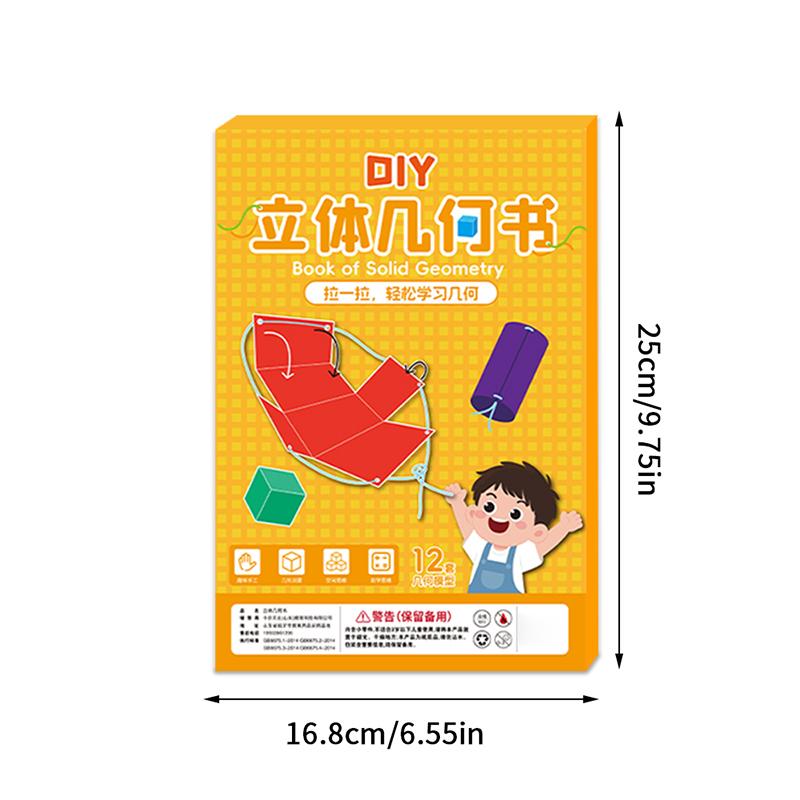 Pull String 3D Geometry Learning Book Children'S Diy Solid Books Solids Geometric Models Space Thinking Training Game