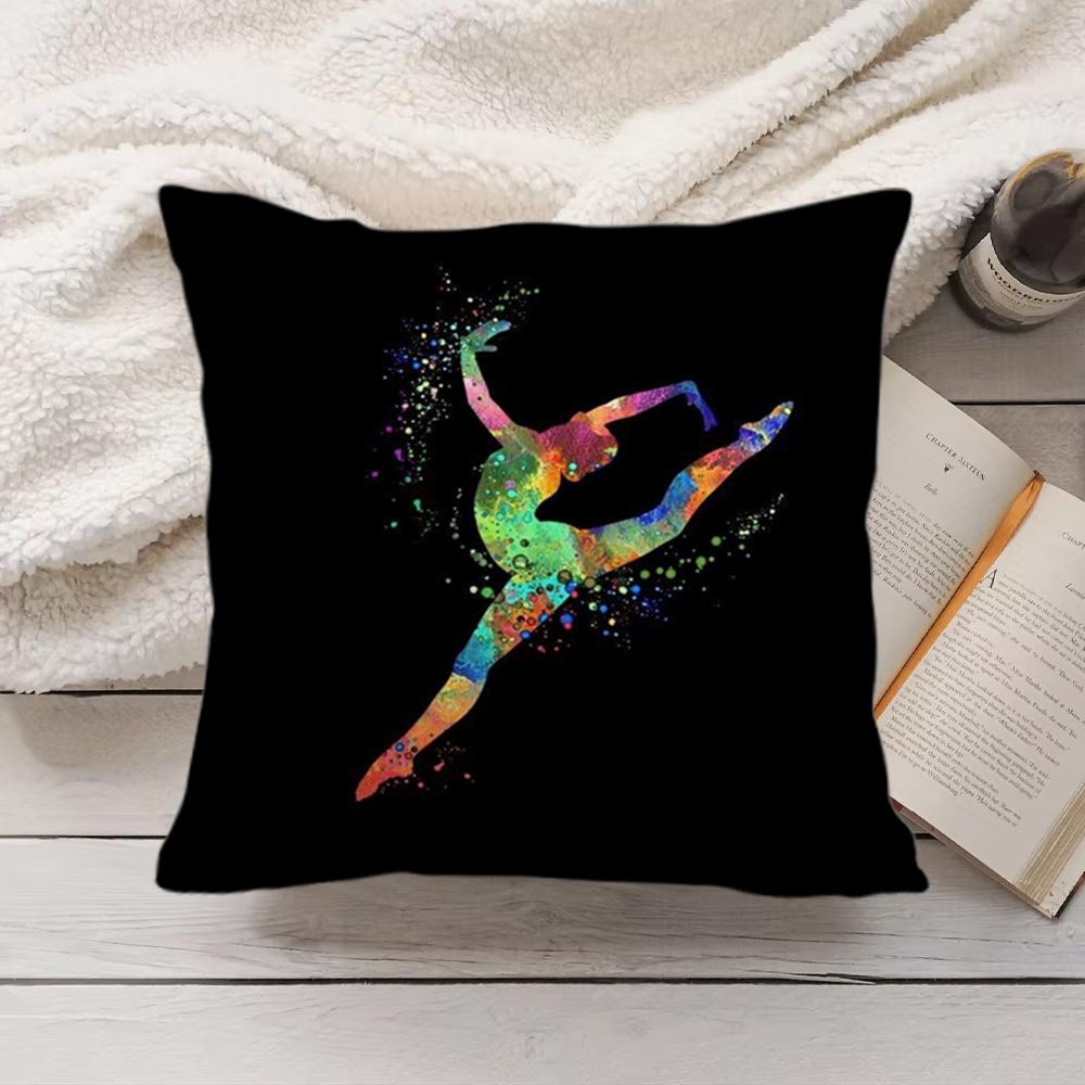 Gymnastics Water Color Cushion Cover Short Plush DoubleSided Printing Home Machine Washable In Warm Winter Pillow Cover