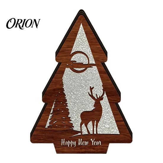 Unique Christmas Gifts 3D Wooden LED Night Light, Hollow Carved Tabletop Decor Seasonal with Warm Glow, Festive Holiday Home And Office Decoration