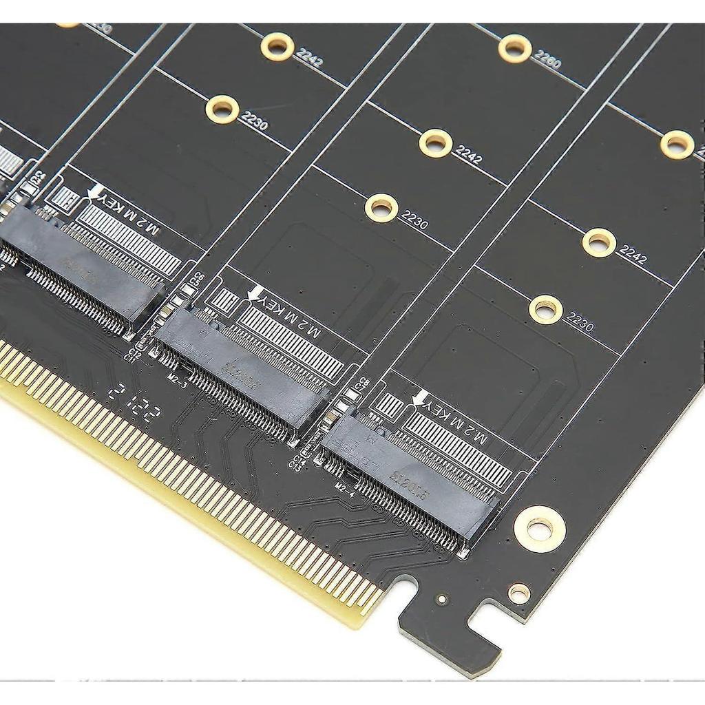Quad M.2 NVME SSD To PCI-E 4.0 X16 Adapter, High Speed 4x32Gbps Soft Raid Card with Individual LED Indicator Support 2230 2242 2260 2280 (ph44)