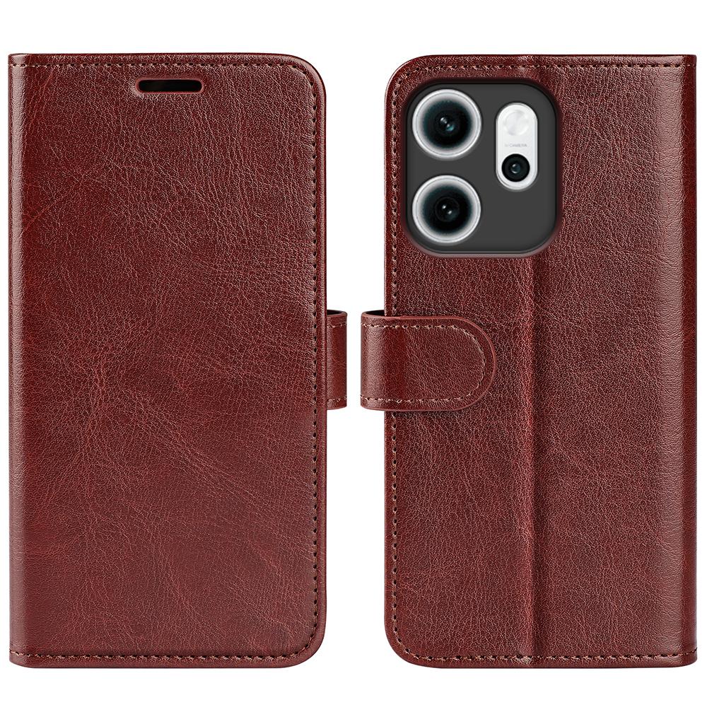 For Oppo Reno14 F 5G Case Crazy Horse Texture Stand Leather Phone Cover