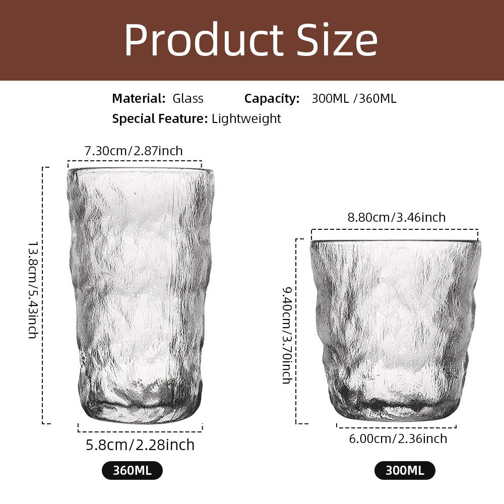 Tasse en verre givré de 300 ml/360 ml, pour eau, café, whisky, bière, thé, lait, avec poignée