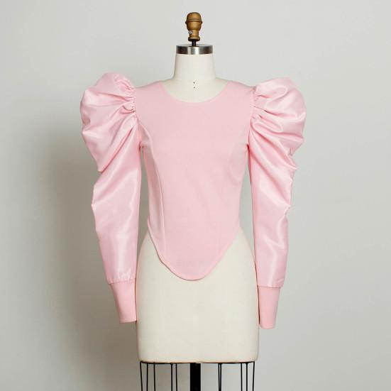 Camicetta da Donna Casual Patchwork Manica a Sbuffo Donna Primavera Estate Skinny Camicetta per Festa