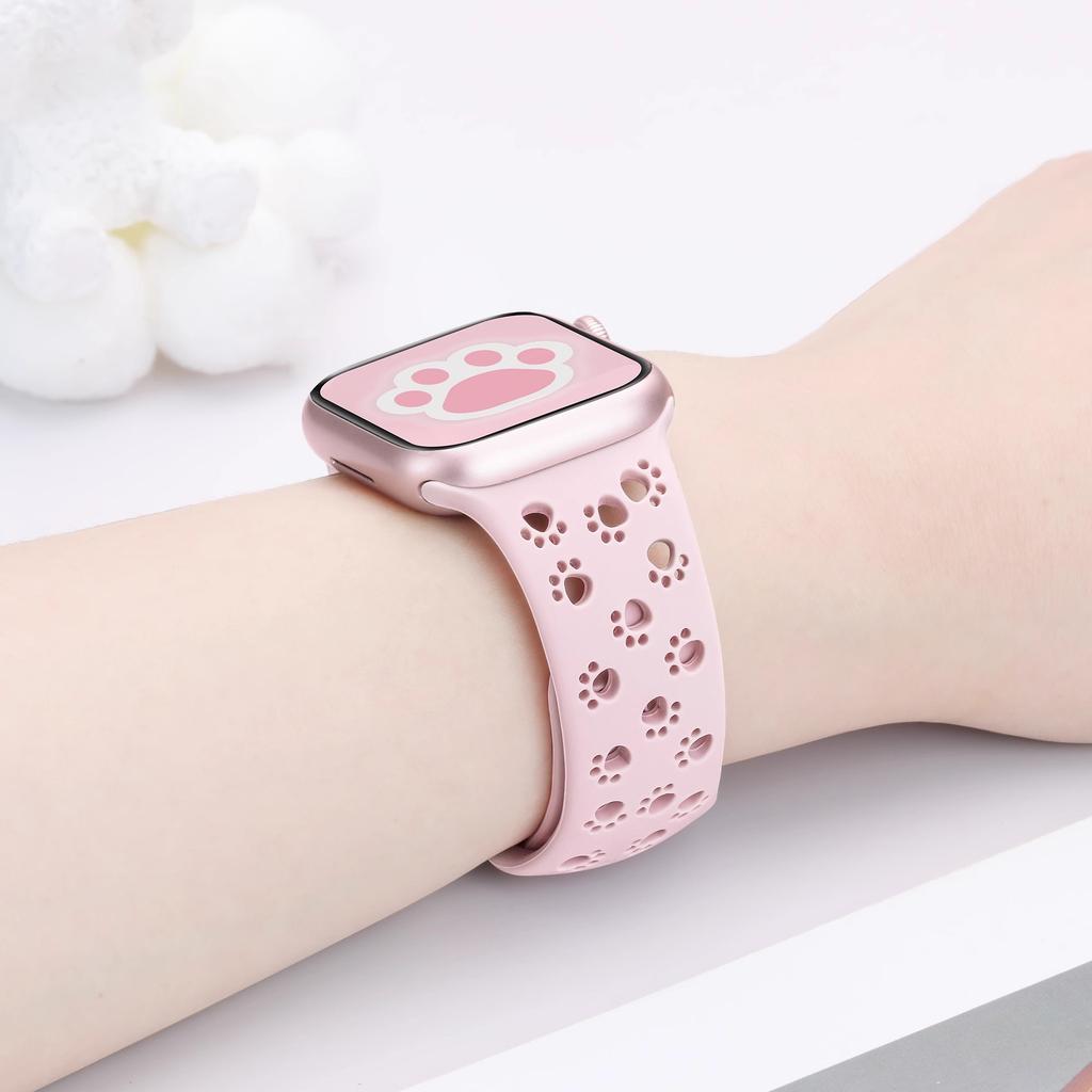 Dog Paw Silicone Strap for Apple Watch Band 49mm 46mm 45mm 44mm 41mm 40mm 38mm Correa Bracelet Series 10 9 8 7 6 5 4 3 SE Ultra2