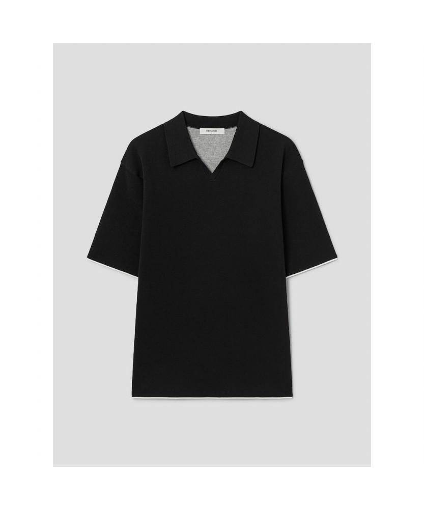 8seconds Double-Weave Open Collar Short Sleeve Knit Black