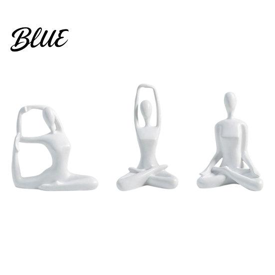 Contemporary Interior Accents 3Pcs Abstract Yoga Figure Sculpture Set Hollow Dancer with Glossy
