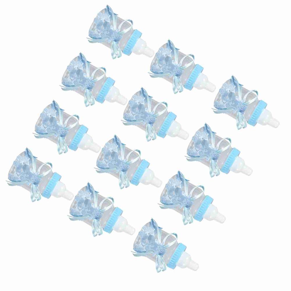 12pcs Plastic Plastic Candy Bottles With Ribbons Milk Bottles  Home Party Decor