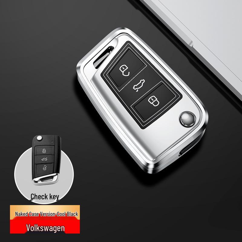 Volkswagen Car Key Case for Lavida, Bora, Tiguan, Santana, Sagitar, Polo, Jetta - Aluminum Alloy Cover