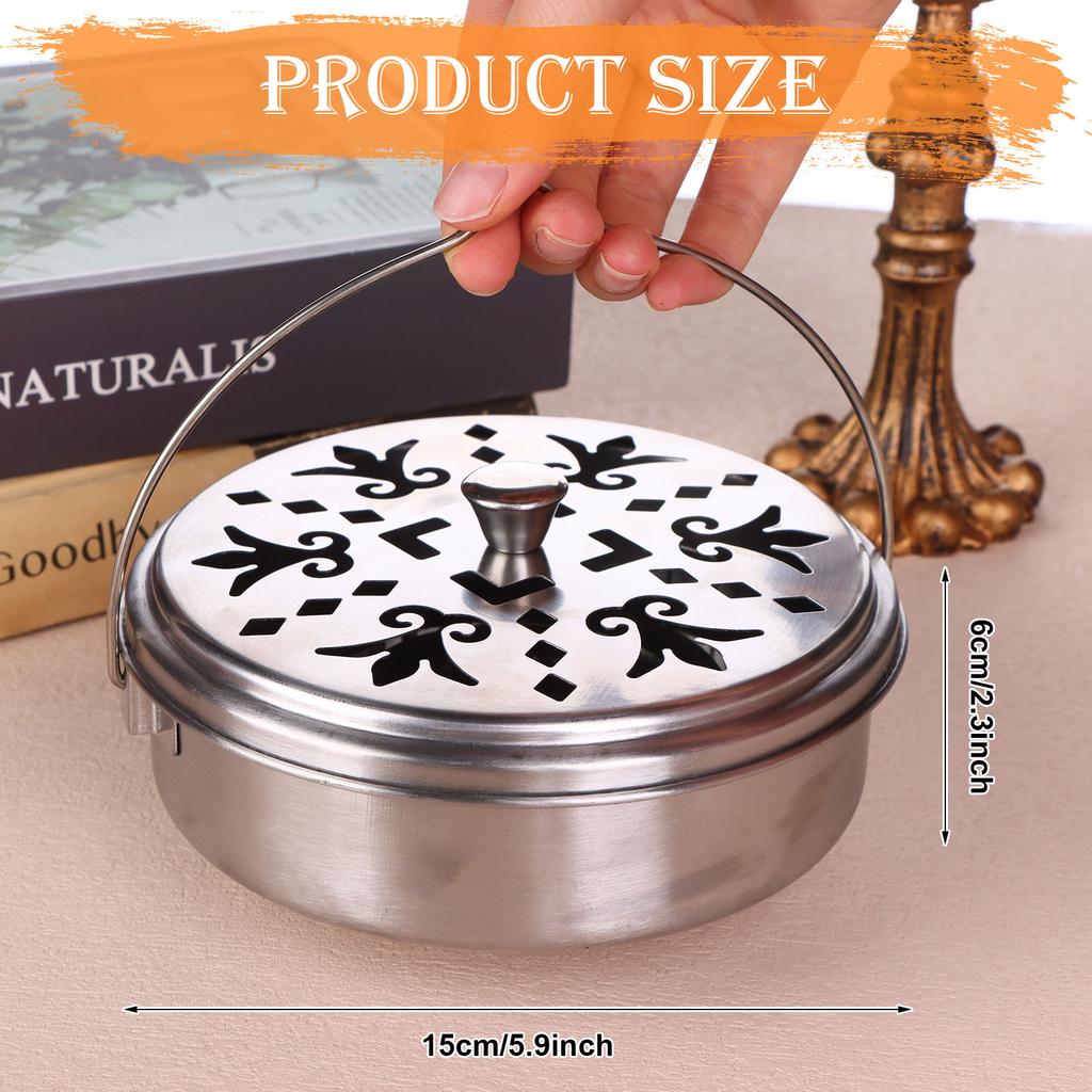 4 Pieces Mosquito Coil Holder Portable Mosquito Incense Holder With Handle Round Metal Sandalwood Holder For Home Camping