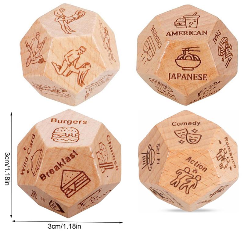 Date Night Dice,Food Decision Dice,Date Night Wooden Dice Game For Couples, Wood Reusable Couple Dice,Funny Anniversary Date