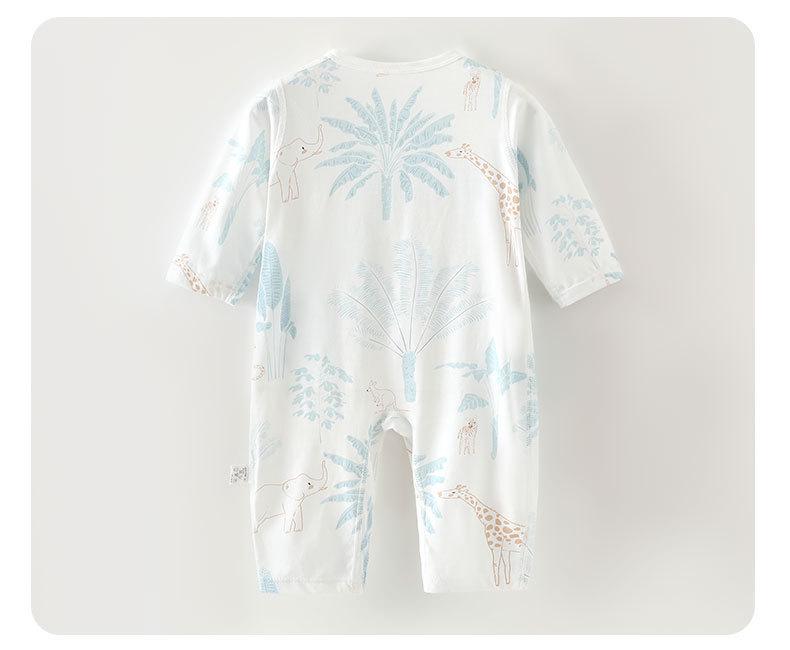 Newborn Pure Cotton Long Sleeve Bodysuit with Belly Protection - Seamless, Breathable Pajamas for Spring/Summer