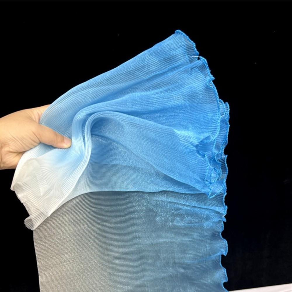 30cm Width Pleated Lace Organza Fabric Water-Shimmer Effect Pleated Mesh Wedding Dress Material Transparent Fabric