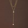 Elegant Four-Leaf Clover Stainless Steel Necklace and Earring Set