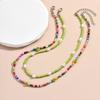 Colorful Smiley Face Layered Beaded Necklace for Women