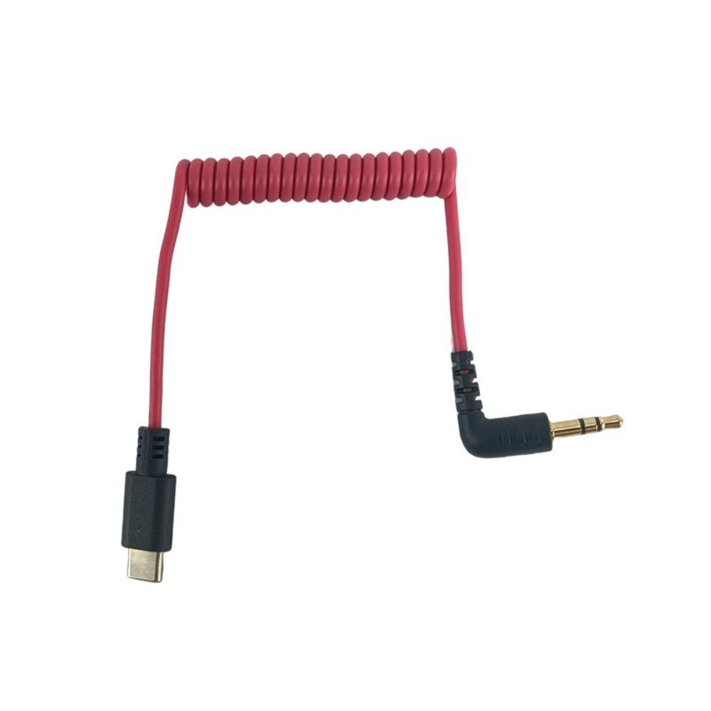 Type-C To Type-C Microphone Cable Spring Wire 3.5mm Mic Cord TPE for DJI Mic Mini/mic 2/1 Pocket 3/2 Action 5 Pro/action 4