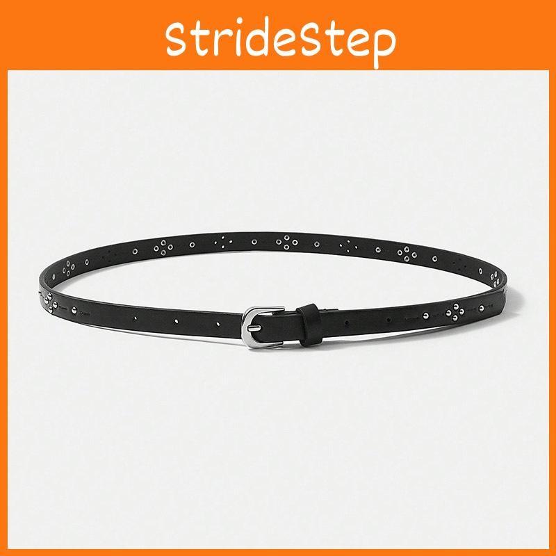 Solid Simple Color Rivet Decoration Women Casual Slim Waist Belt For Daily Use