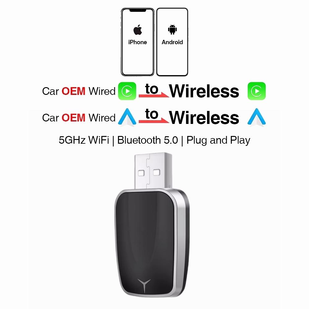 2025 New Wireless Android Auto Adapter Wired to Wireless Carplay Smart Box USB Plug and Play Online Upgrade WiFi Auto Connection
