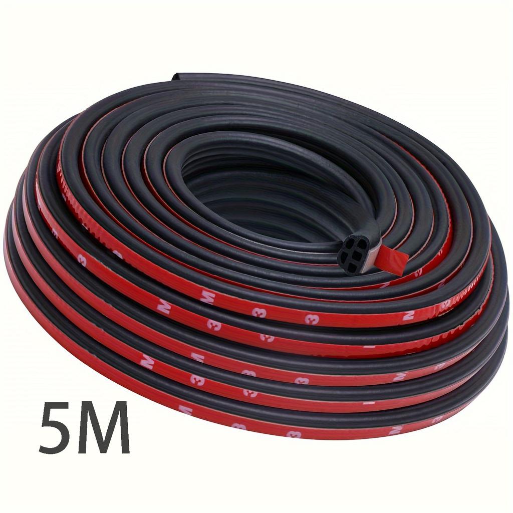 10m Universal Car Door Seal Strip, Double-Layer Thickened Noise Reduction, Waterproof Automotive Weather Stripping, 5-Hole