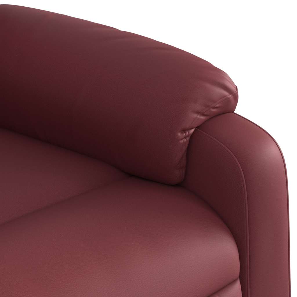 Electric Recliner Chair Wine Red Faux Leather
