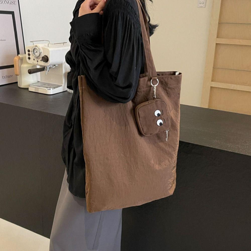 With Storage Bag Solid Color Shoulder Bag Shopping Bag Colorful Handbag  Students