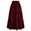 Gonna Estiva da Donna Stile Bohemien Elastica Vita Alta Coulisse Regolabile Gonna a Torta Linea ad A Colore Unito
