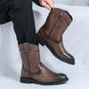 Men’s Western Cowboy Boots Pointed Toe Casual Retro Dress Leather Boots Men’s High Boots Plus Size