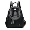 Women's Tassel Backpack Large Capacity Travel Bag Soft Leather Commuter Backpack