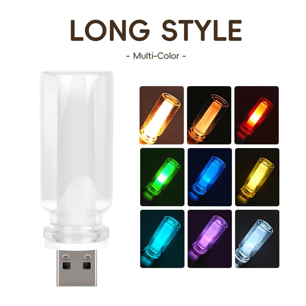 

1Pc Car USB Night Light Touch Dimmable LED Filament Lamp Portable Lighting Plug and Play Decorative Atmosphere Light for Car Bedroom йельский синий