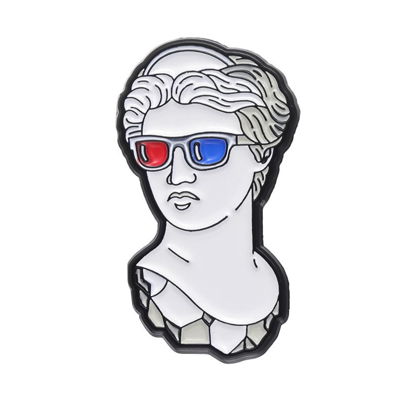 Badge Stylish Metal Brooches With Creative Character Sculptures And Colorful Artistic Finishes For Trendy Lovers Fashion