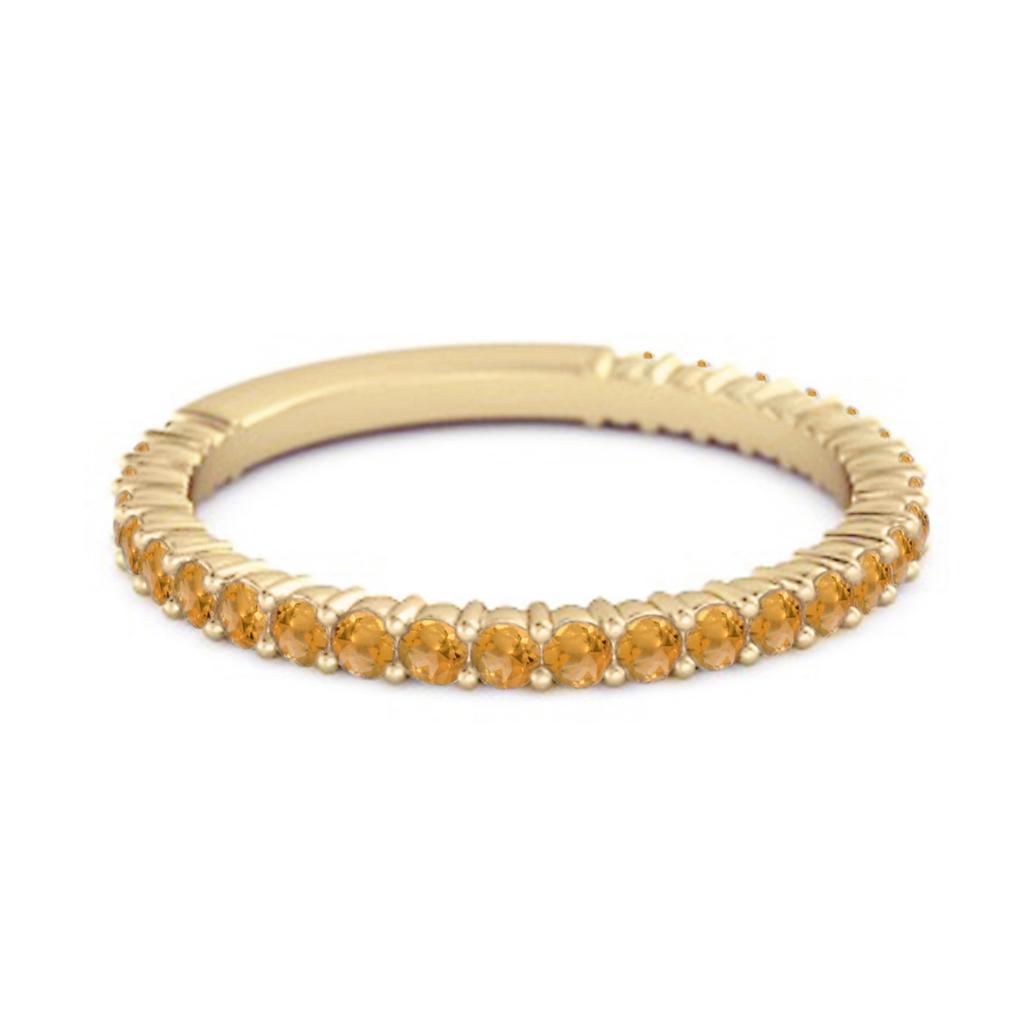 Citrine Eternity Band Ring - 925 Sterling Silver Gold Vermeil